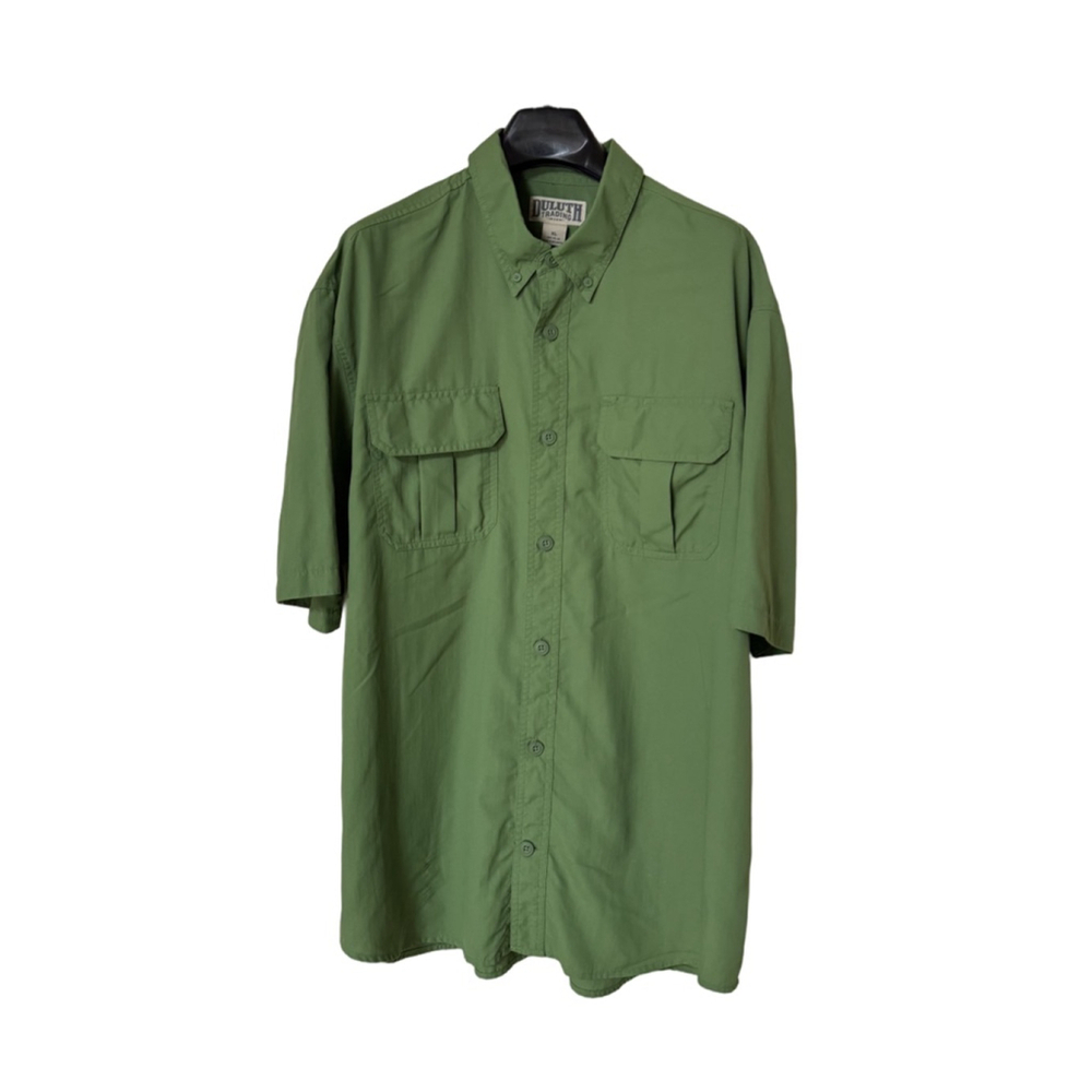 Men's Duluth Trading Co Green Short Sleeve Casual Button Down Shirt XL
